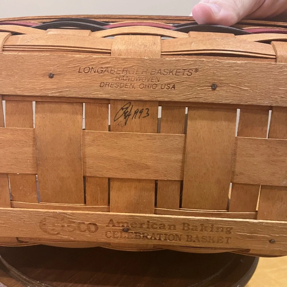 Vtg 1993 Longaberger Crisco American Baking Celebration Basket Leather Handles
